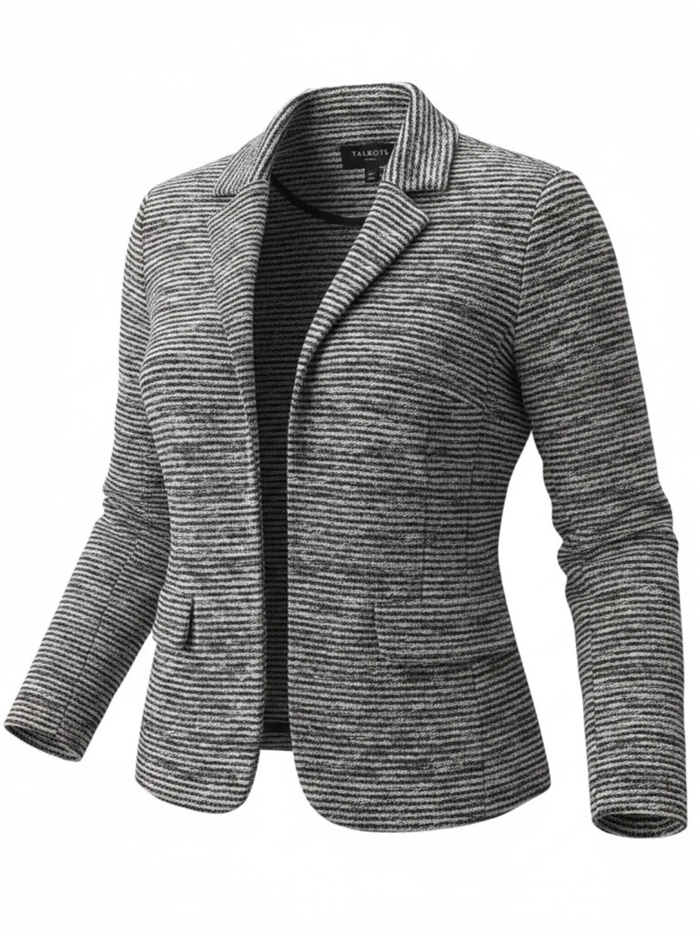 Talbots Black & White Cotton Blend Knit Blazer Jacket - Women Size 14p